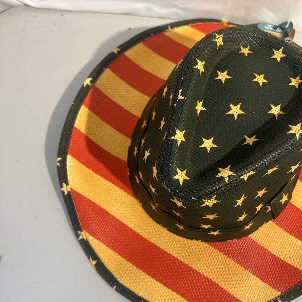 *NEW* NWT 24/7 Life Cowboy Hat American Flag Patriotic Stars And Stripes - Picture 4 of 5